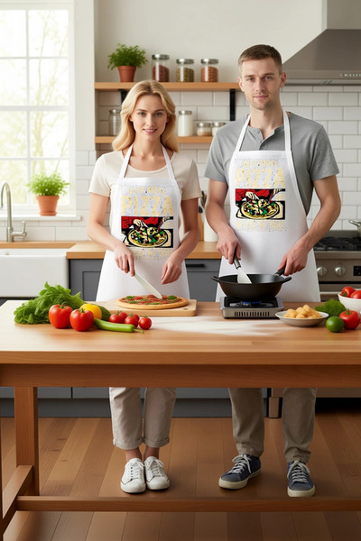 PayBuy Unisex Kitchen Apron Pizza Printed Retro Design Digital Printing Relax...