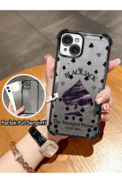 ucuc iPhone 15 Plus Uyumlu Şeffaf Dört Köşe Silikon Kaplama Parlak Kenar Kılıf