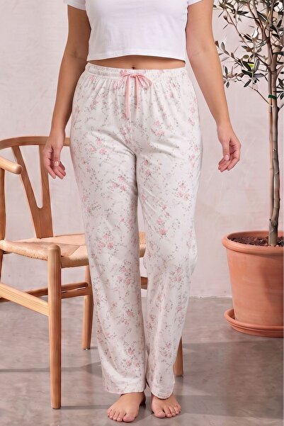 Farya Home Plus Size Cotton Patterned High Waist Pajama Bottoms Pants