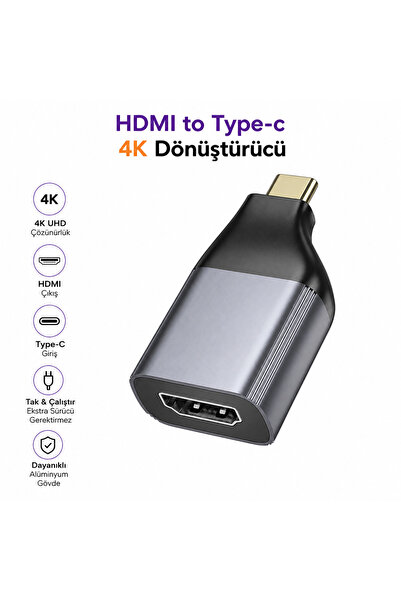 Dexmon HDMI to Type-C 4K Görüntü Aktarım Adaptörü – USB Type-C HDMI Dönüştürü...