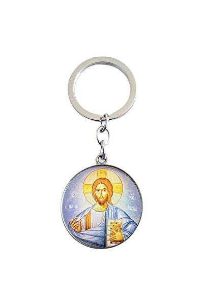 Bestgifts Γυάλινο μπρελόκ διπλής όψης (Ιησούς Χριστός Παντοκράτωρας)