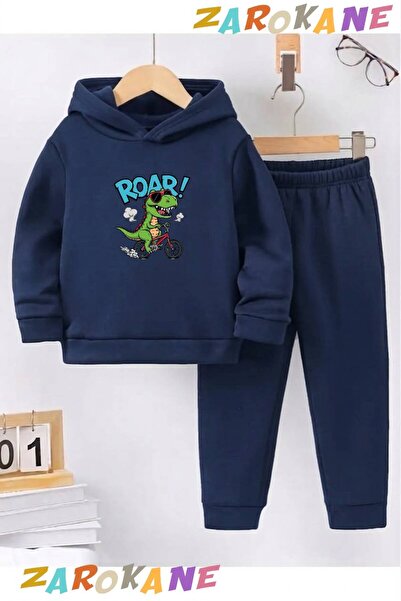 ZAROKANE Cycling Dinosaur Printed Winter Children's Hooded Cotton Insulated T...