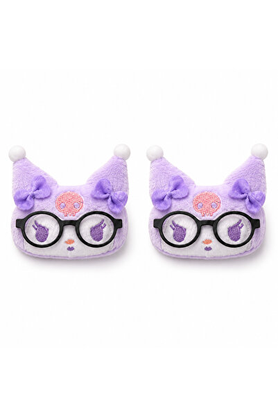 Nat's Accessories Kız Çocuk Peluş Çıtçıt Toka Siyah Mor Fiyonklu Gözlüklü Fig...