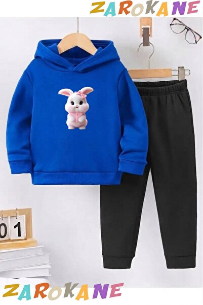 ZAROKANE White Rabbit Printed Winter Children's Hooded Cotton Insulated Track...