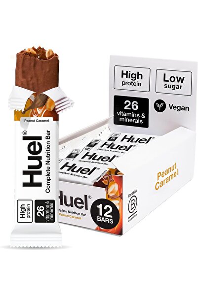 HUEL Complete Nutrition Bar, 12 x 51g Bars, Peanut Caramel, High Protein Bar,...