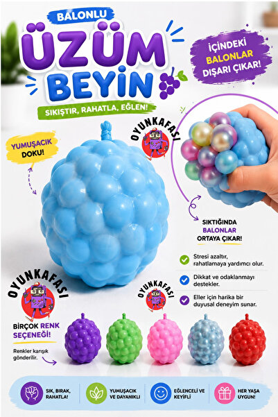OYUNKAFASI Çin Üzümü Balonlu Sıkma Oyuncağı – Sıkınca Baloncukları Çıkan Yumu...