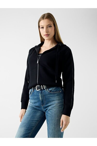 Guess New Hooded Scuba Women's Black Sweatshirt W6Yq16K4354-Jblk