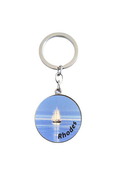 Bestgifts Γυάλινο μπρελόκ διπλής όψης (πλοίο Ρόδου)
