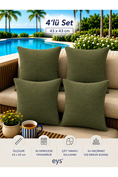 Eys Outdoor Waterproof Fabric Cushion Cover (43X43) 4-Piece Set