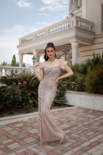 RichgirlBoudoir Αστραφτερό βραδινό φόρεμα με κεντήματα και φτερά στους ώμους