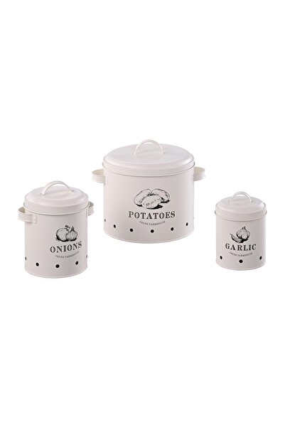 GRÜNBERG Set of 3 vegetable containers, Grunberg, ventilation holes, metal, c...