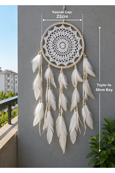 HER ŞEY NOTA www.herseynota.com Beyaz Örgü Desenli Tüylü Düş Kapanı 22 cm Kas...