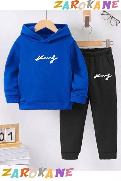 ZAROKANE Elyazili King Printed Winter Children's Hooded Cotton Insulated Trac...