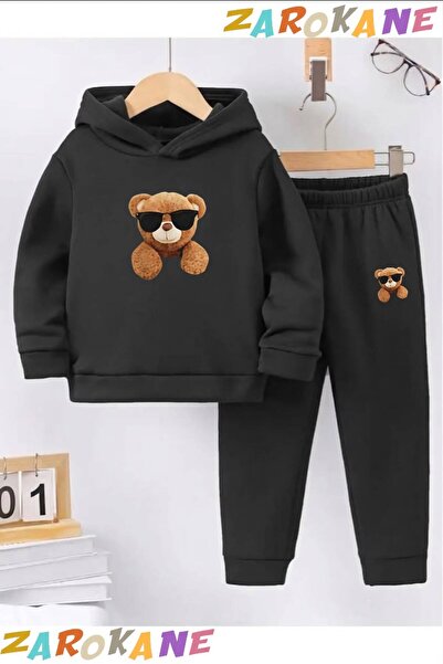 ZAROKANE Bear with Glasses Printed Winter Children's Hooded Cotton Inside-Out...