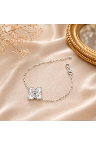 bestmysilver Kadın Gümüş Yonca Bileklik