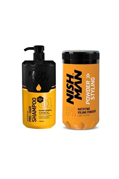 NISHMAN Set de îngrijire a părului pentru bărbați: Șampon Pro Hair Keratin 01...