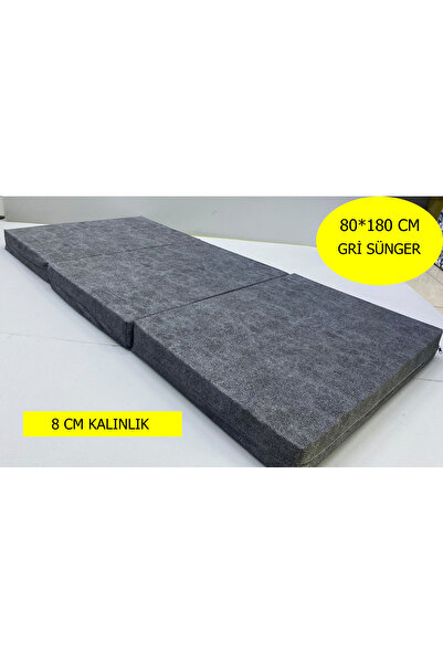 Tuğra Sünger KATLANIR SÜNGER YATAK 80x180cm kalınlık 8cm gri süngerli