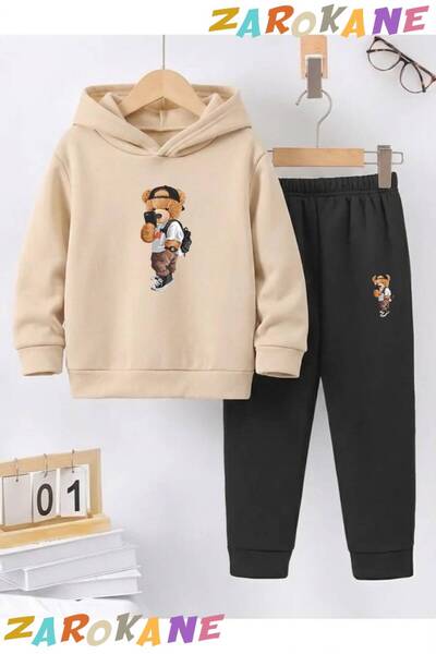 ZAROKANE Photographer Bear Printed Winter Children's Hooded Cotton Insulated ...