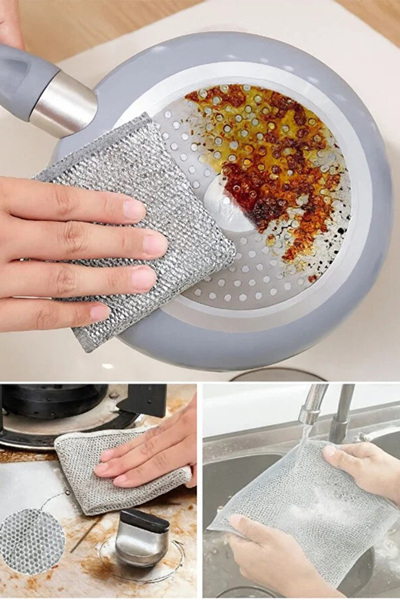 AYACO Lavetă de curățare cu două straturi pentru vase, oală și tigaie, lavetă...
