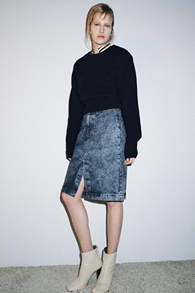 Butik Allbucks Za* -Ra* Zw Collection Front Slit Midi Denim Skirt Abzra00091