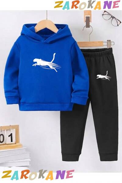 ZAROKANE Cheetah Animal Print Winter Children's Hooded Cotton Lined Tracksuit...