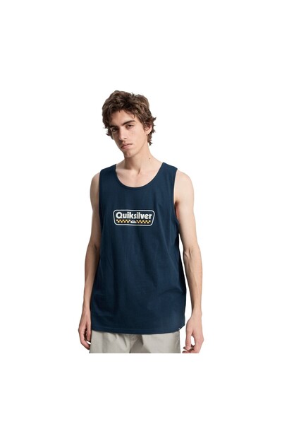 Quiksilver EV STARTING GRI Mavi Bisiklet Yaka Normal Baskılı Erkek T-Shirt