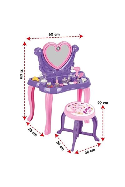 PİLSAN KALP MAKYAJ MASASI (PEMBE)