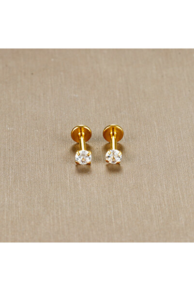 Choice5 E1348-Gold-3mm 2PC Labret Tragus Stud Earrings 16G Surgical Stainless...