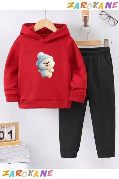 ZAROKANE Pofuduk Bear Printed Winter Children's Hooded Cotton Insulated Track...