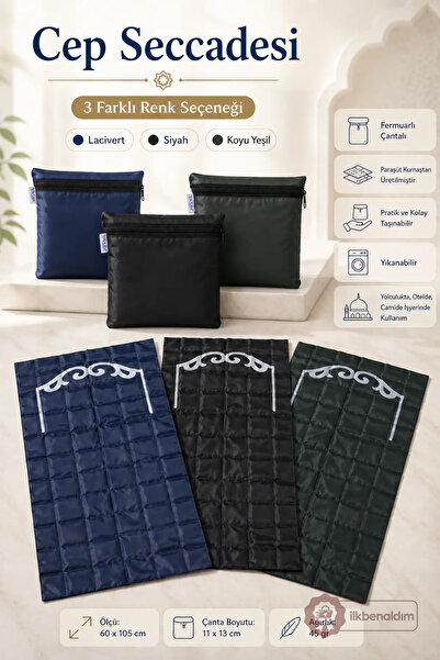 İlkbenaldim Pocket Prayer Mat Foldable with Zippered Bag 60X105 cm
