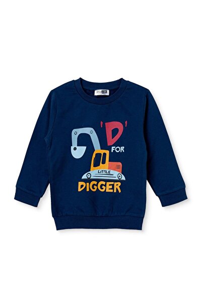 ebebek Hello Baby HelloBaby Erkek Bebek Sweatshirt İş Makinası Baskılı Bisikl...