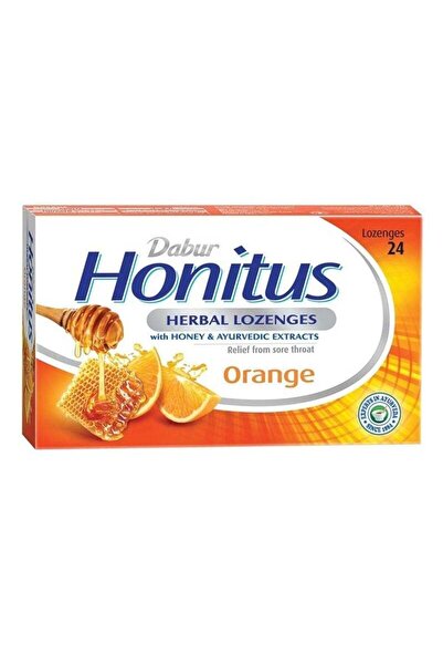 Dabur Honitus Herbal Lozenges, Orange Flavor, 24 Count