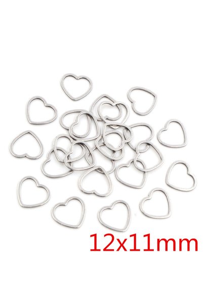 choice2 AE5-19 20pcs Heart Charm Gold Stainless Steel Pendant Open Bezels Hol...