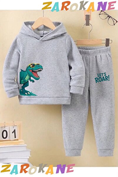 ZAROKANE Yandan Dinosaur Printed Winter Children's Hooded Cotton Insulated Tr...