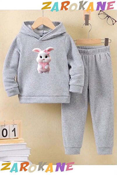 ZAROKANE White Rabbit Printed Winter Children's Hooded Cotton Insulated Track...