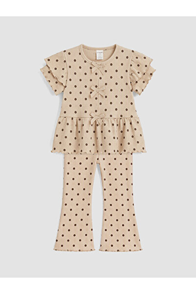 LC Waikiki Nevavm Scored and Flounced Baby Girl Blouse and Leggings