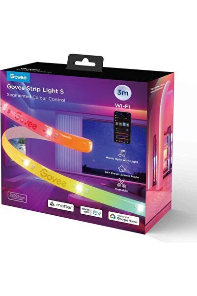 Govee LED Şerit 3m Renkli Koruyucu Kaplama ile 12V İç Mekan Aydınlatma