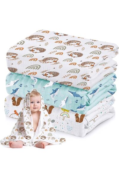 Homarket Soft and Breathable Receiving Blanket, 100% Bamboo Cotton Breathable...