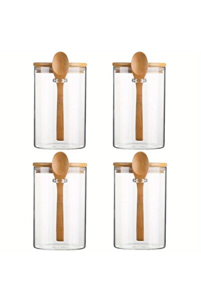 Choice 4 PACK 18oz Airtight Glass Jars With Lids And Spoons, Candy Jars With ...