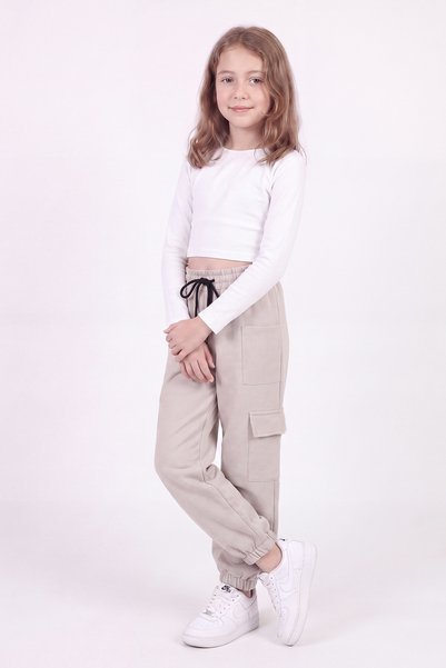 panios kids 3-Piece Girls' 3-Strand Cargo Pocket Straight Jogger Sweatpants