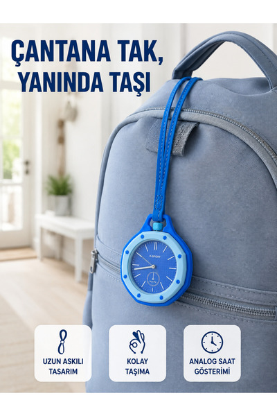 Lisinya Analog Portable Charm Watch with Strap for Purse and Keychain Blue