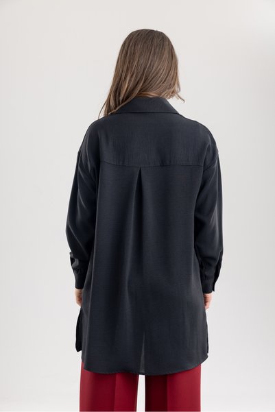 TUĞBA ERGÜL Women's Basic Buttoned Shirt Collar Ayrobin Tunic