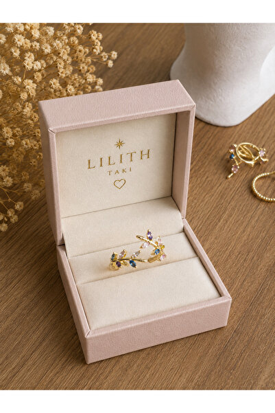 Lilith Takı Colorful Stone Branch Model Gold Color Women's Ring – Adjustable ...