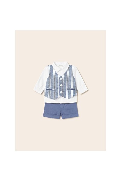 MAYORAL Set băieți: Cămașă și pantaloni scurți din material textil 1263 Alb