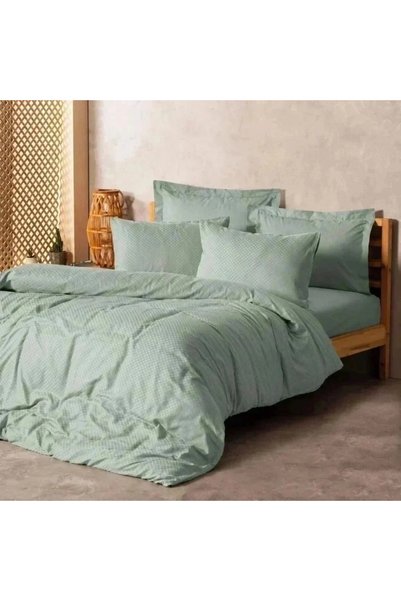 OEM Pillowcase set + pillowcase front, cotton, 135x200 cm + 80x80 cm, green