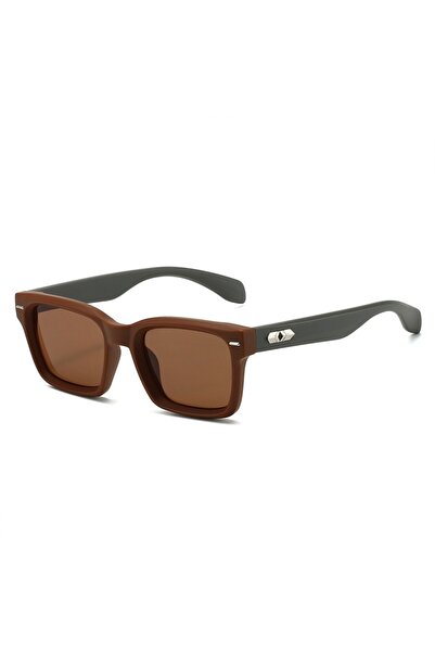 Choice Brown Set of Men's Retro Square Frame High-End Fashion Trendy Glasses