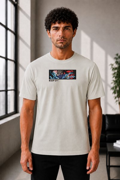 FAUNION Unisex Oversize Naruto Shippuden Kakashi Hatake Embroidered Anime T-S...