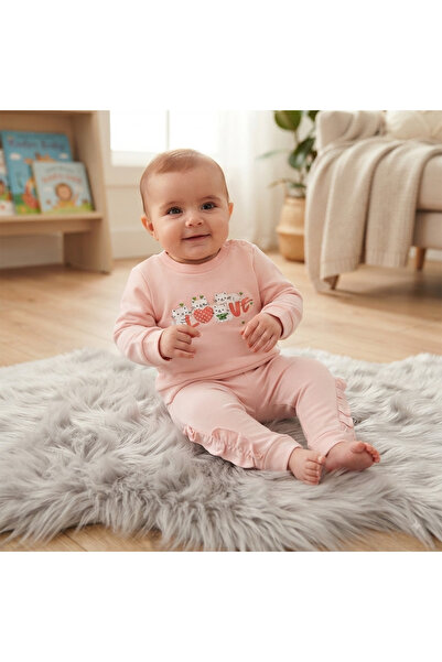 CemBebe Baby Girl Spring Combed Cotton Set Top and Bottom Soft Cotton Seasonal