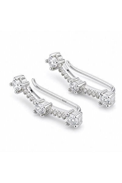 Generic Brand Cercei de argint pentru femei, din argint 925, model baguette p...