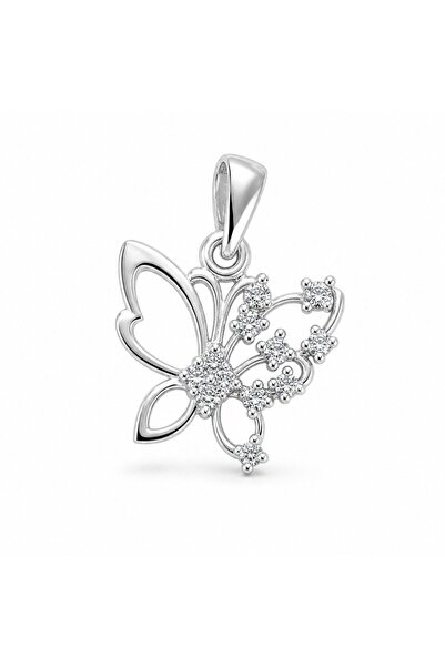 Flippy Jolie Silver Ασημένιο Κρεμαστό 925, Επιροδιωμένο με σχέδιο πεταλούδας ...